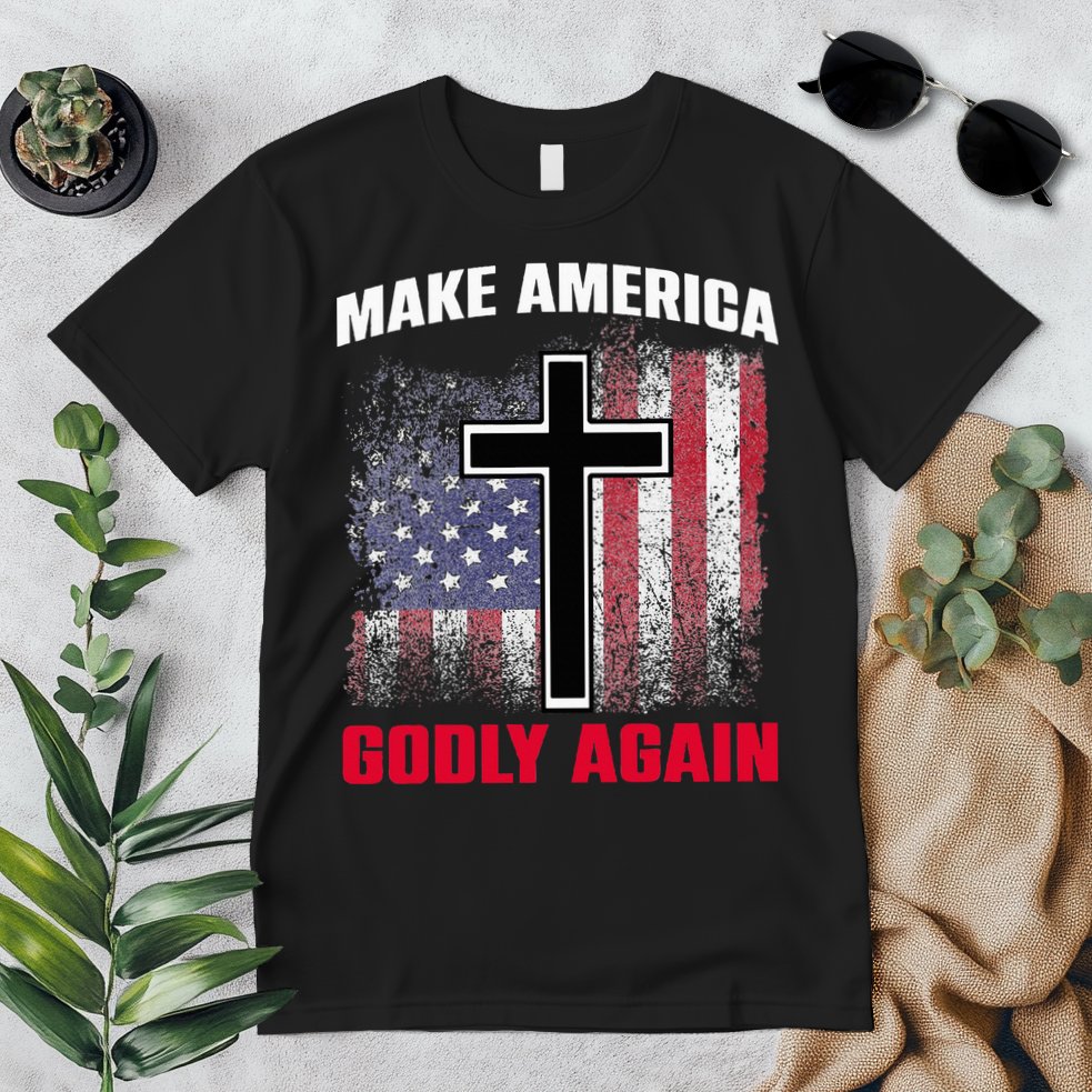 Jesus Make America Godly Again American Patriot Christian Premium T-Shirt