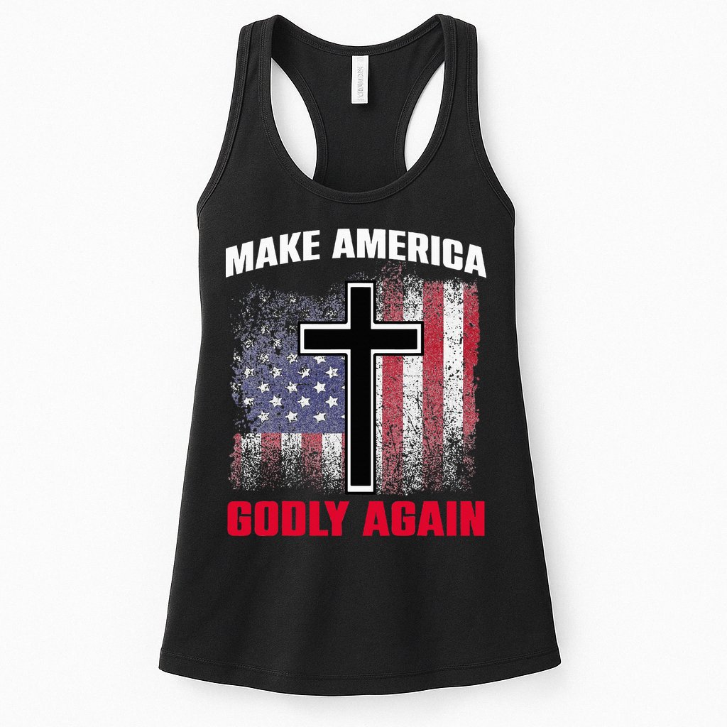 Jesus Make America Godly Again American Patriot Christian Womens Tank Top
