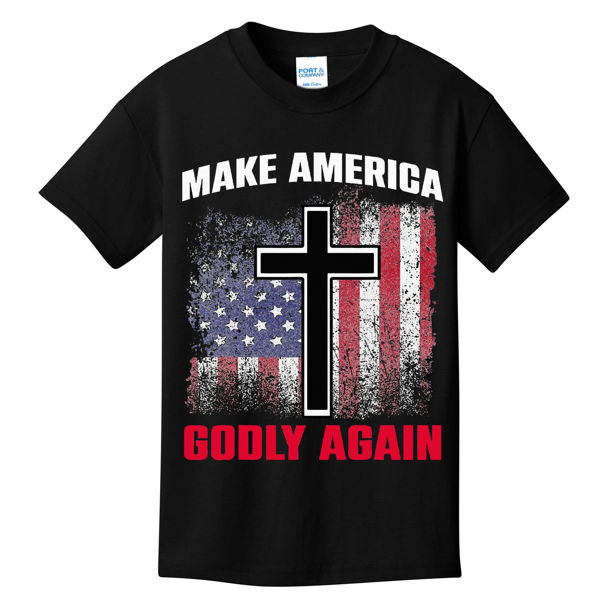 Jesus Make America Godly Again American Patriot Christian Kids T-Shirt