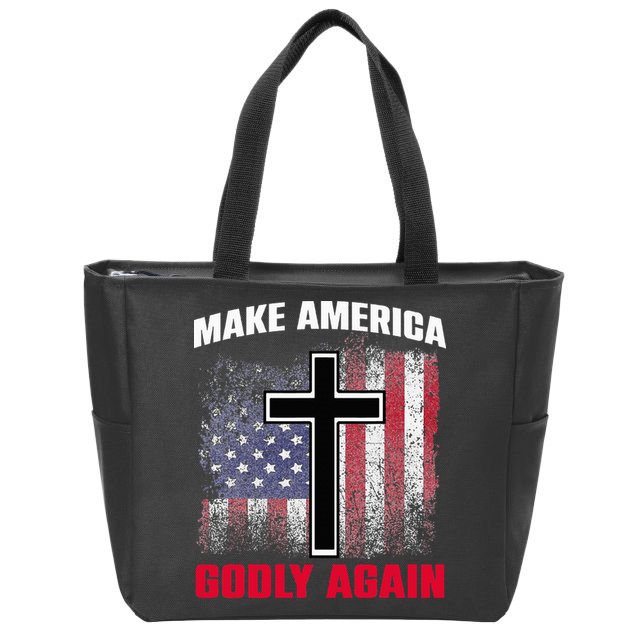 Jesus Make America Godly Again American Patriot Christian Zip Tote Bag