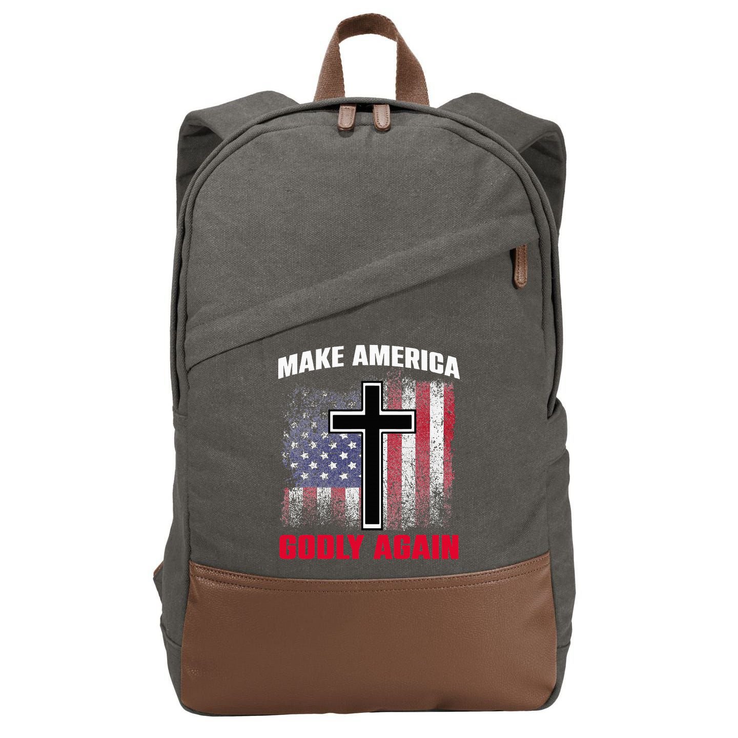 Jesus Make America Godly Again American Patriot Christian Cotton Canvas Backpack