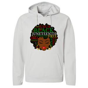 Juneteenth Melanin Black Women Natural Hair Afro Word Art Vneck Performance Fleece Hoodie