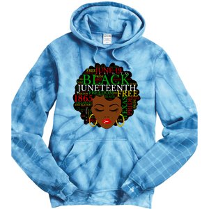 Juneteenth Melanin Black Women Natural Hair Afro Word Art Vneck Tie Dye Hoodie