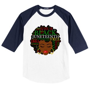 Juneteenth Melanin Black Women Natural Hair Afro Word Art Vneck Baseball Sleeve Shirt