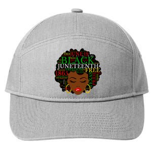 Juneteenth Melanin Black Women Natural Hair Afro Word Art Vneck 7-Panel Snapback Hat