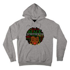 Juneteenth Melanin Black Women Natural Hair Afro Word Art Vneck Tall Hoodie