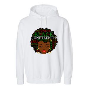 Juneteenth Melanin Black Women Natural Hair Afro Word Art Vneck Garment-Dyed Fleece Hoodie