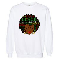 Juneteenth Melanin Black Women Natural Hair Afro Word Art Vneck Garment-Dyed Sweatshirt