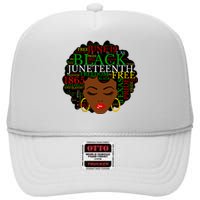 Juneteenth Melanin Black Women Natural Hair Afro Word Art Vneck High Crown Mesh Back Trucker Hat