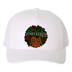 Juneteenth Melanin Black Women Natural Hair Afro Word Art Vneck Yupoong Adult 5-Panel Trucker Hat