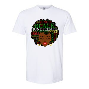 Juneteenth Melanin Black Women Natural Hair Afro Word Art Vneck Softstyle CVC T-Shirt