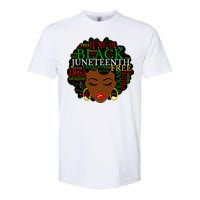 Juneteenth Melanin Black Women Natural Hair Afro Word Art Vneck Softstyle CVC T-Shirt