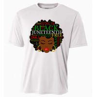 Juneteenth Melanin Black Women Natural Hair Afro Word Art Vneck Cooling Performance Crew T-Shirt