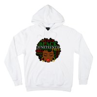 Juneteenth Melanin Black Women Natural Hair Afro Word Art Vneck Hoodie