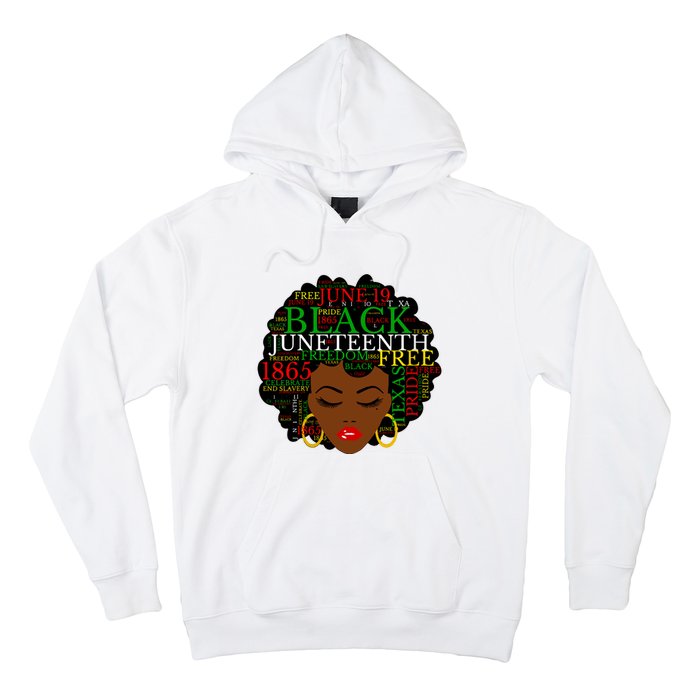 Juneteenth Melanin Black Women Natural Hair Afro Word Art Vneck Hoodie