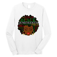 Juneteenth Melanin Black Women Natural Hair Afro Word Art Vneck Long Sleeve Shirt