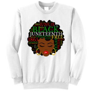 Juneteenth Melanin Black Women Natural Hair Afro Word Art Vneck Sweatshirt