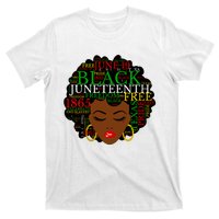 Juneteenth Melanin Black Women Natural Hair Afro Word Art Vneck T-Shirt