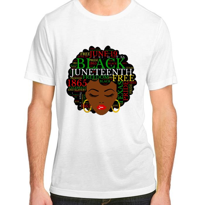 Juneteenth Melanin Black Women Natural Hair Afro Word Art Vneck Adult ChromaSoft Performance T-Shirt