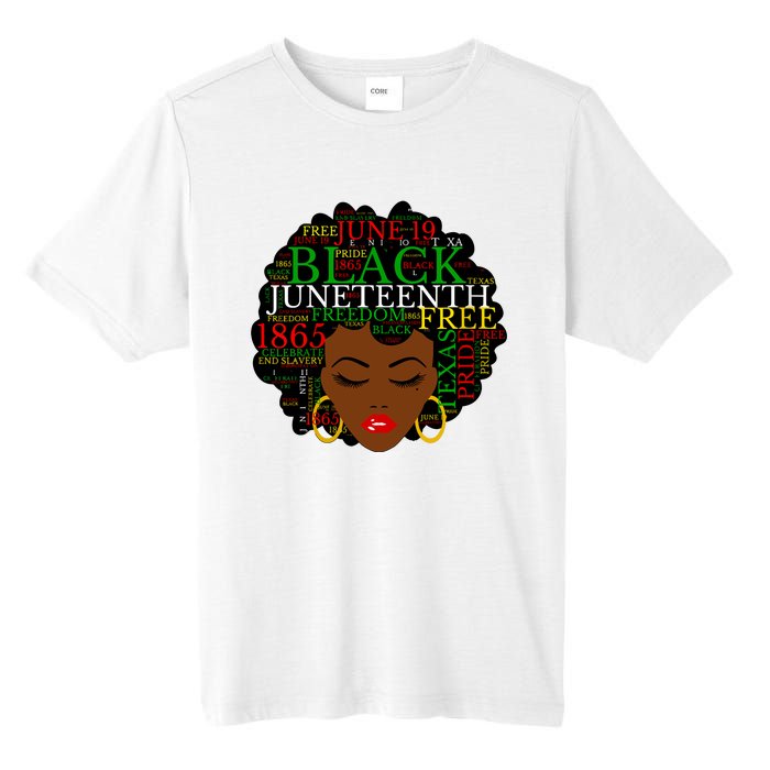 Juneteenth Melanin Black Women Natural Hair Afro Word Art Vneck Tall Fusion ChromaSoft Performance T-Shirt