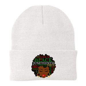 Juneteenth Melanin Black Women Natural Hair Afro Word Art Vneck Knit Cap Winter Beanie