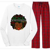 Juneteenth Melanin Black Women Natural Hair Afro Word Art Vneck Long Sleeve Pajama Set