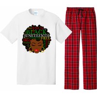 Juneteenth Melanin Black Women Natural Hair Afro Word Art Vneck Pajama Set