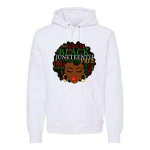 Juneteenth Melanin Black Women Natural Hair Afro Word Art Vneck Premium Hoodie