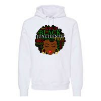 Juneteenth Melanin Black Women Natural Hair Afro Word Art Vneck Premium Hoodie