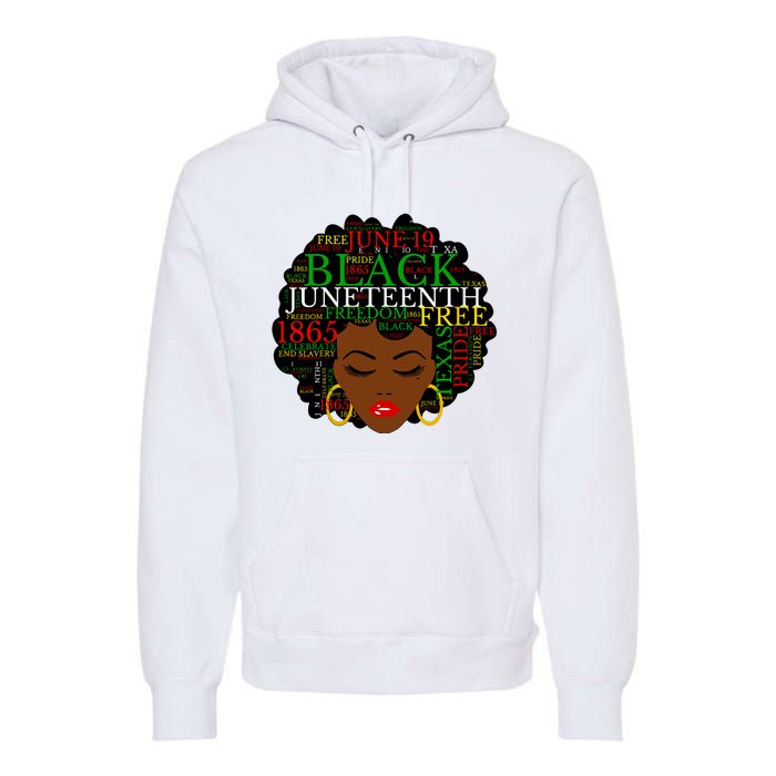 Juneteenth Melanin Black Women Natural Hair Afro Word Art Vneck Premium Hoodie