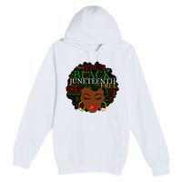 Juneteenth Melanin Black Women Natural Hair Afro Word Art Vneck Premium Pullover Hoodie