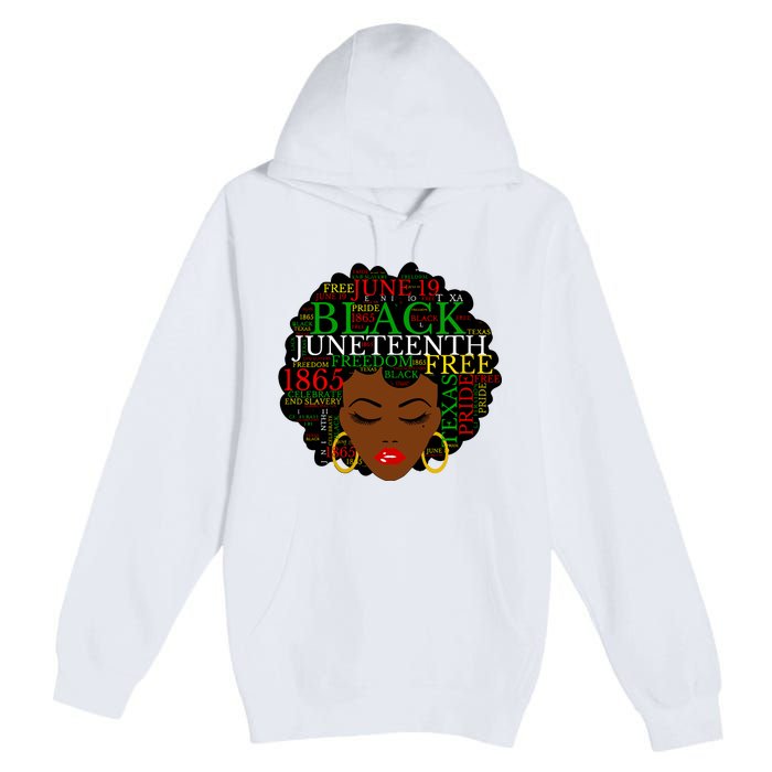 Juneteenth Melanin Black Women Natural Hair Afro Word Art Vneck Premium Pullover Hoodie