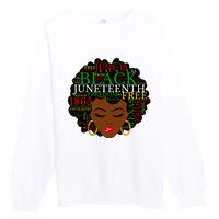 Juneteenth Melanin Black Women Natural Hair Afro Word Art Vneck Premium Crewneck Sweatshirt