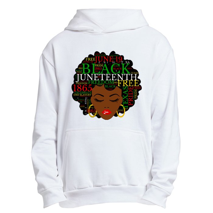 Juneteenth Melanin Black Women Natural Hair Afro Word Art Vneck Urban Pullover Hoodie