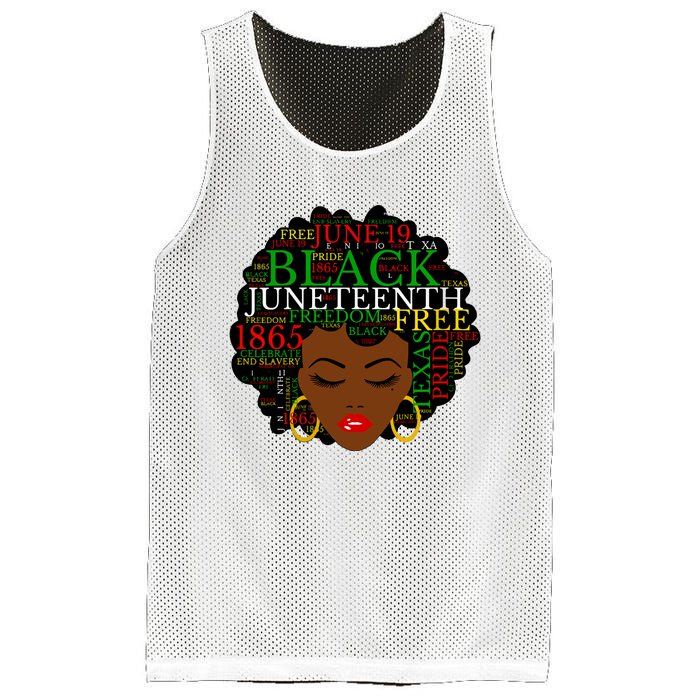 Juneteenth Melanin Black Women Natural Hair Afro Word Art Vneck Mesh Reversible Basketball Jersey Tank