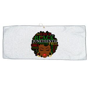 Juneteenth Melanin Black Women Natural Hair Afro Word Art Vneck Large Microfiber Waffle Golf Towel