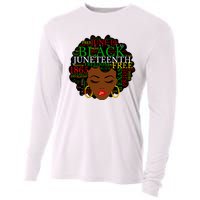 Juneteenth Melanin Black Women Natural Hair Afro Word Art Vneck Cooling Performance Long Sleeve Crew