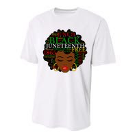 Juneteenth Melanin Black Women Natural Hair Afro Word Art Vneck Performance Sprint T-Shirt