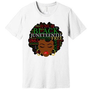 Juneteenth Melanin Black Women Natural Hair Afro Word Art Vneck Premium T-Shirt