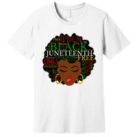 Juneteenth Melanin Black Women Natural Hair Afro Word Art Vneck Premium T-Shirt