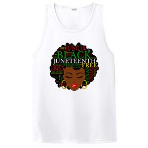 Juneteenth Melanin Black Women Natural Hair Afro Word Art Vneck PosiCharge Competitor Tank