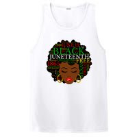 Juneteenth Melanin Black Women Natural Hair Afro Word Art Vneck PosiCharge Competitor Tank