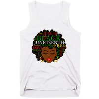 Juneteenth Melanin Black Women Natural Hair Afro Word Art Vneck Tank Top