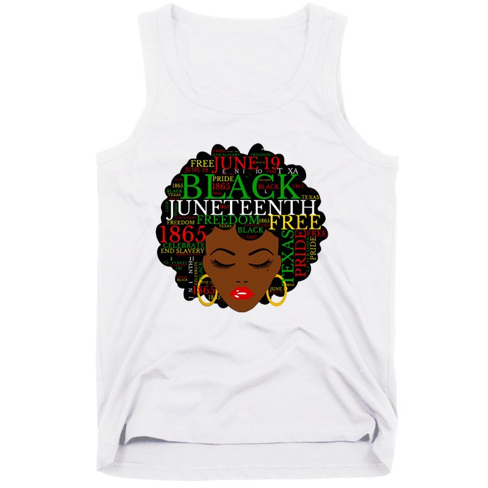 Juneteenth Melanin Black Women Natural Hair Afro Word Art Vneck Tank Top