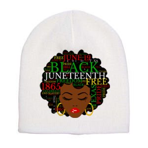 Juneteenth Melanin Black Women Natural Hair Afro Word Art Vneck Short Acrylic Beanie