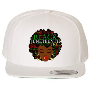 Juneteenth Melanin Black Women Natural Hair Afro Word Art Vneck Wool Snapback Cap