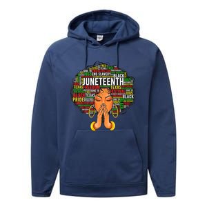 Juneteenth Melanin Black Women Natural Hair Graphic Performance Fleece Hoodie