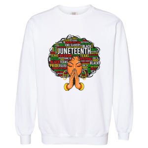 Juneteenth Melanin Black Women Natural Hair Graphic Garment-Dyed Sweatshirt