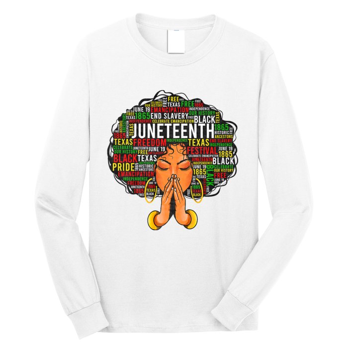 Juneteenth Melanin Black Women Natural Hair Graphic Long Sleeve Shirt