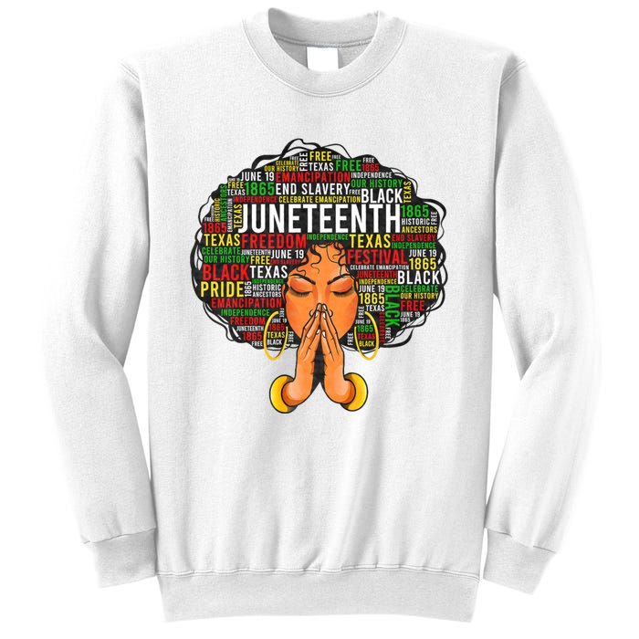 Juneteenth Melanin Black Women Natural Hair Graphic Sweatshirt